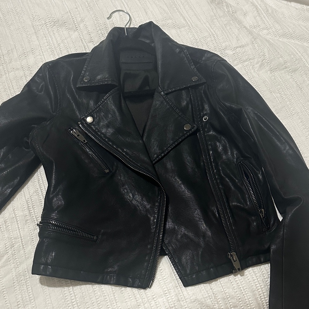Women's Black Faux Leather Biker Jacket
